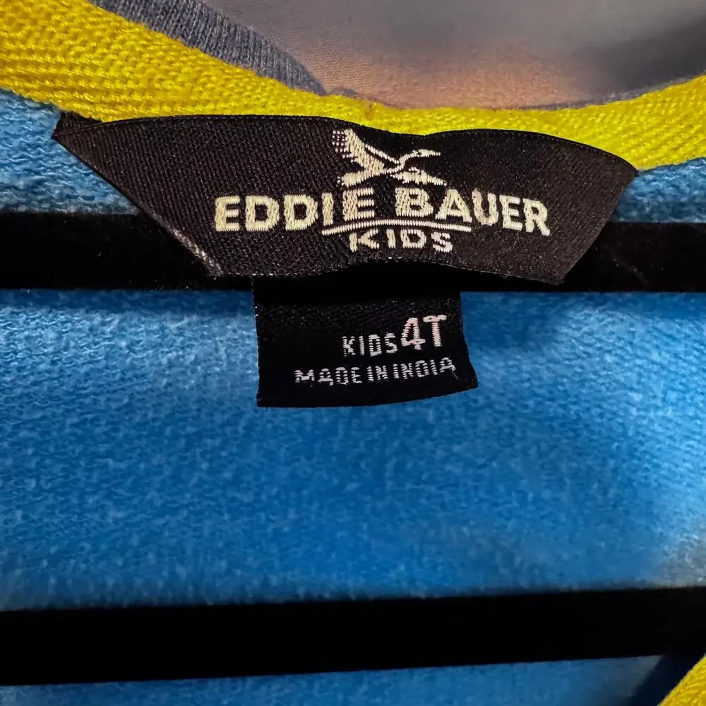 Eddie Bauer Kids Full Zip Hoodie 4T Blue Gray Colorblock Outdoor Jacket Hooded